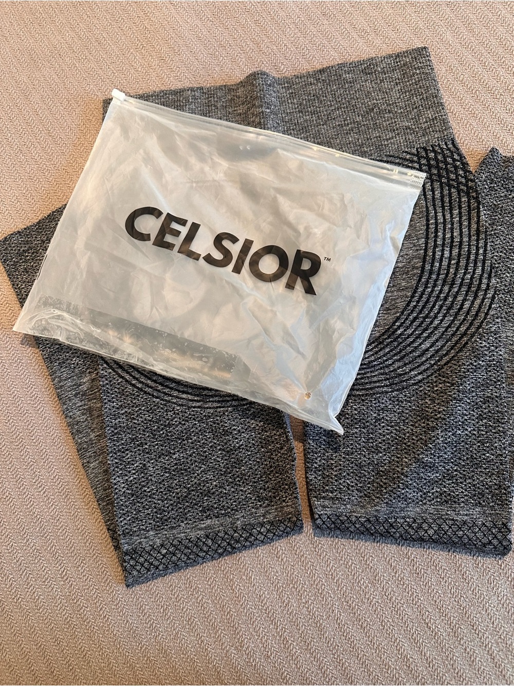 CELSIOR Gray and Black Activewear Leggings - Ribbed Waist Detail. **2 pair!**